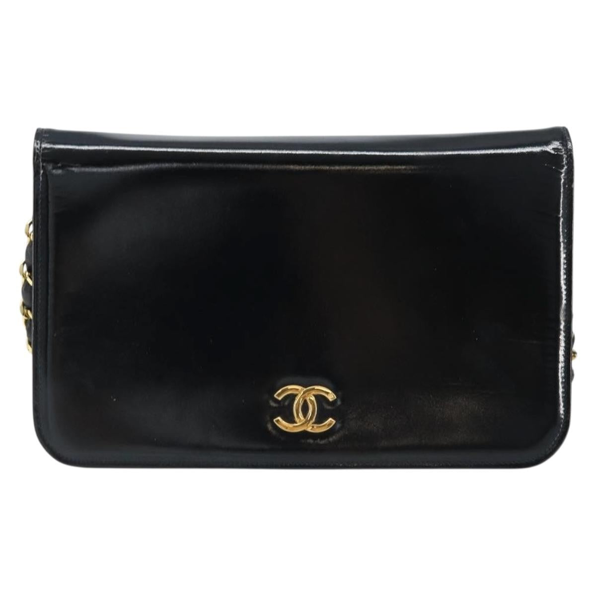 Chanel Wallet On Chain Quilted Patent Black Patent_Leather Shoulder Bag Bag