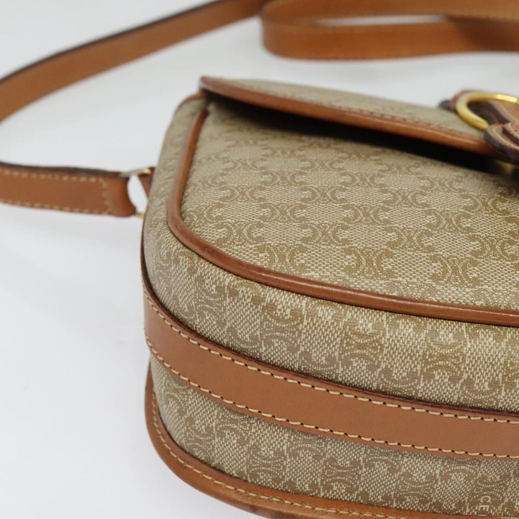 Celine Macadam Shoulder Bag Pvc Leather Beige Canvas Bag