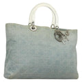 Christian Dior Vintage Lady Dior Bag Cannage Quilt Denim Blue Canvas Tote Bag Bag (Pre-Owned)