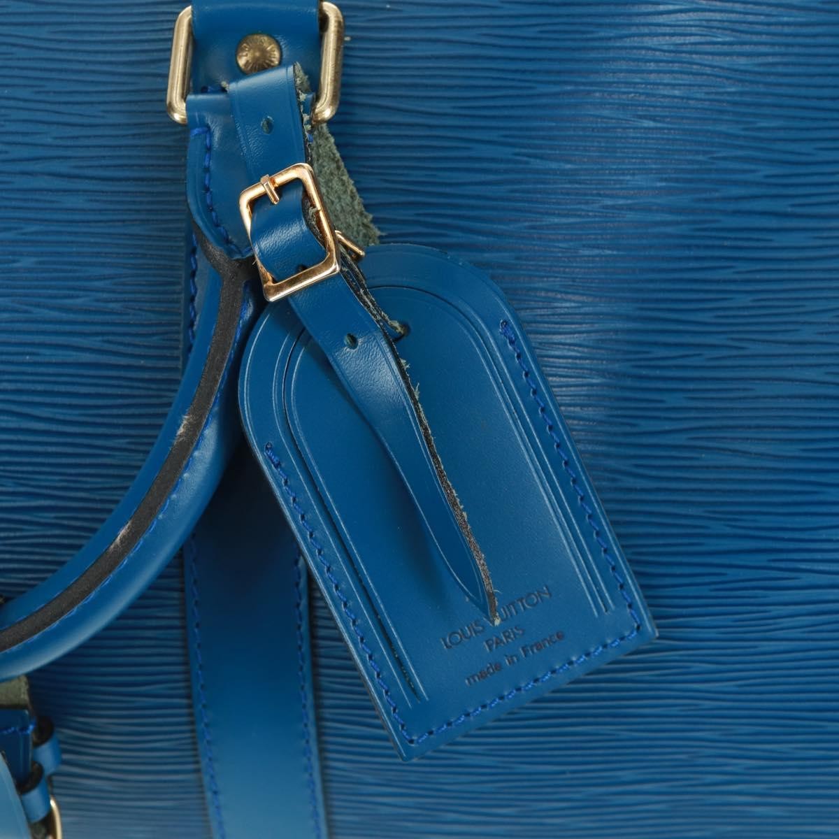 Louis Vuitton Keepall Bag Epi Leather Blue Leather Travel Bag