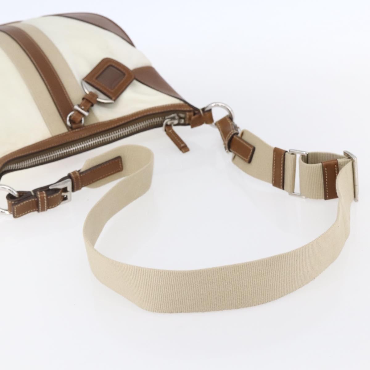 Prada Vintage Shoulder Bag Nylon And Leather Beige Nylon Shoulder Bag Bag