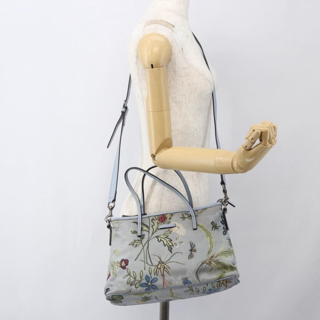 Gucci Convertible Zip Tote Flora Canvas Blue Canvas Tote Bag Bag (Pre-Owned)