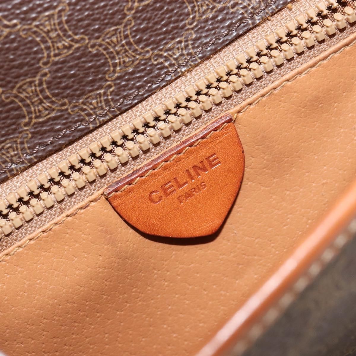Celine Vintage Macadam Shoulder Bag Canvas And Leather Brown Canvas Shoulder Bag Bag