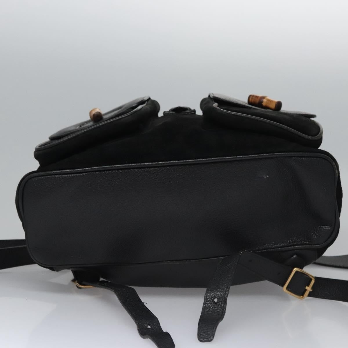 Gucci Vintage Bamboo Backpack Suede Black Suede Backpack Bag (Pre-Owned)