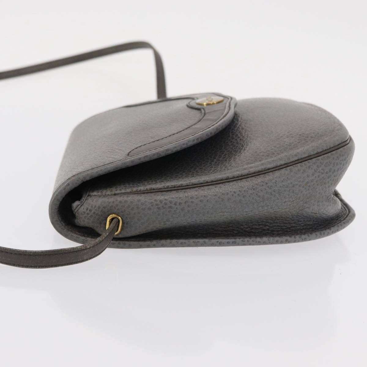 Christian Dior Vintage Cd Logo Shoulder Bag Leather Gray Leather Shoulder Bag Bag (Pre-Owned)