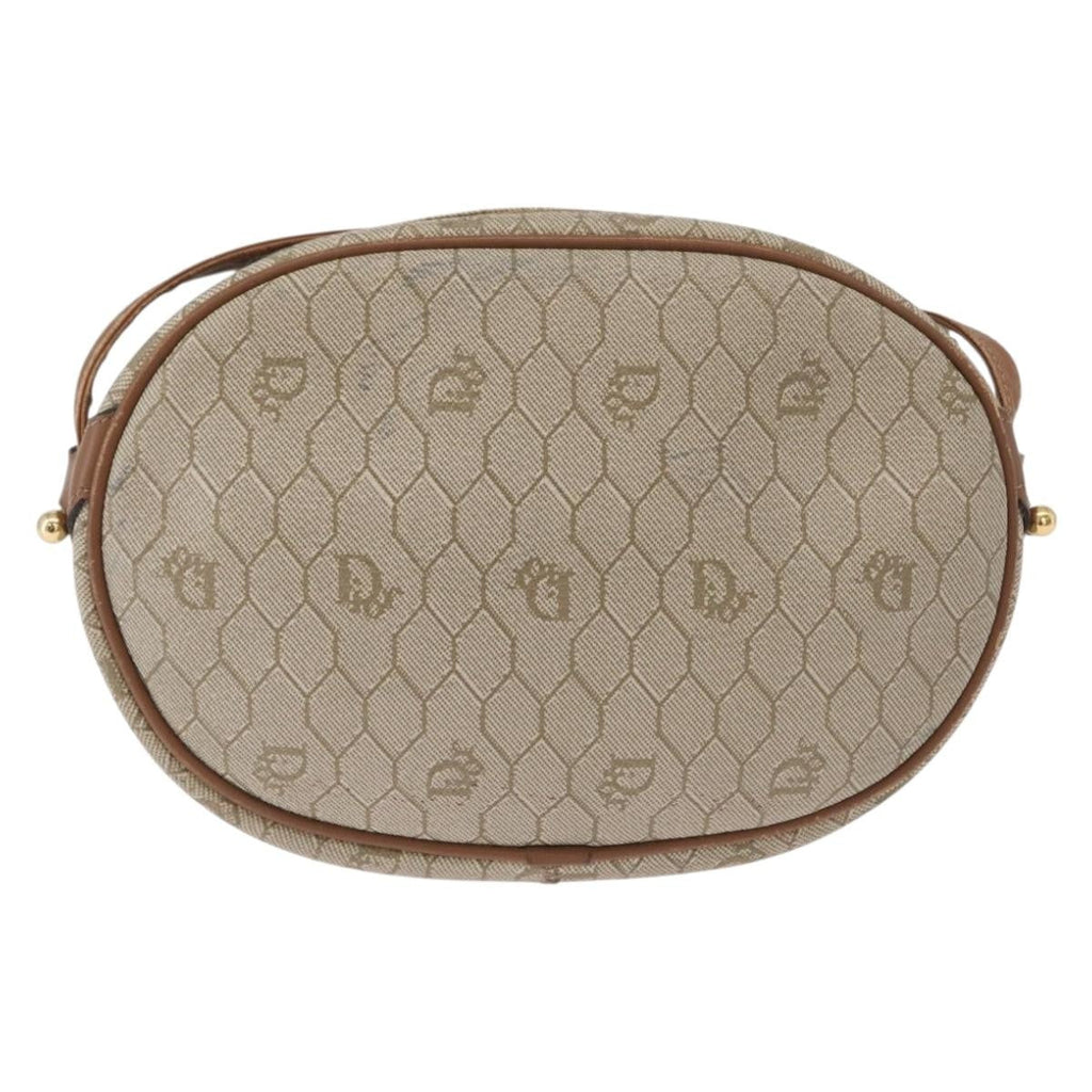 Christian Dior Vintage Honeycomb Shoulder Bag Canvas And Leather Beige Canvas Shoulder Bag Bag (Pre-Owned)