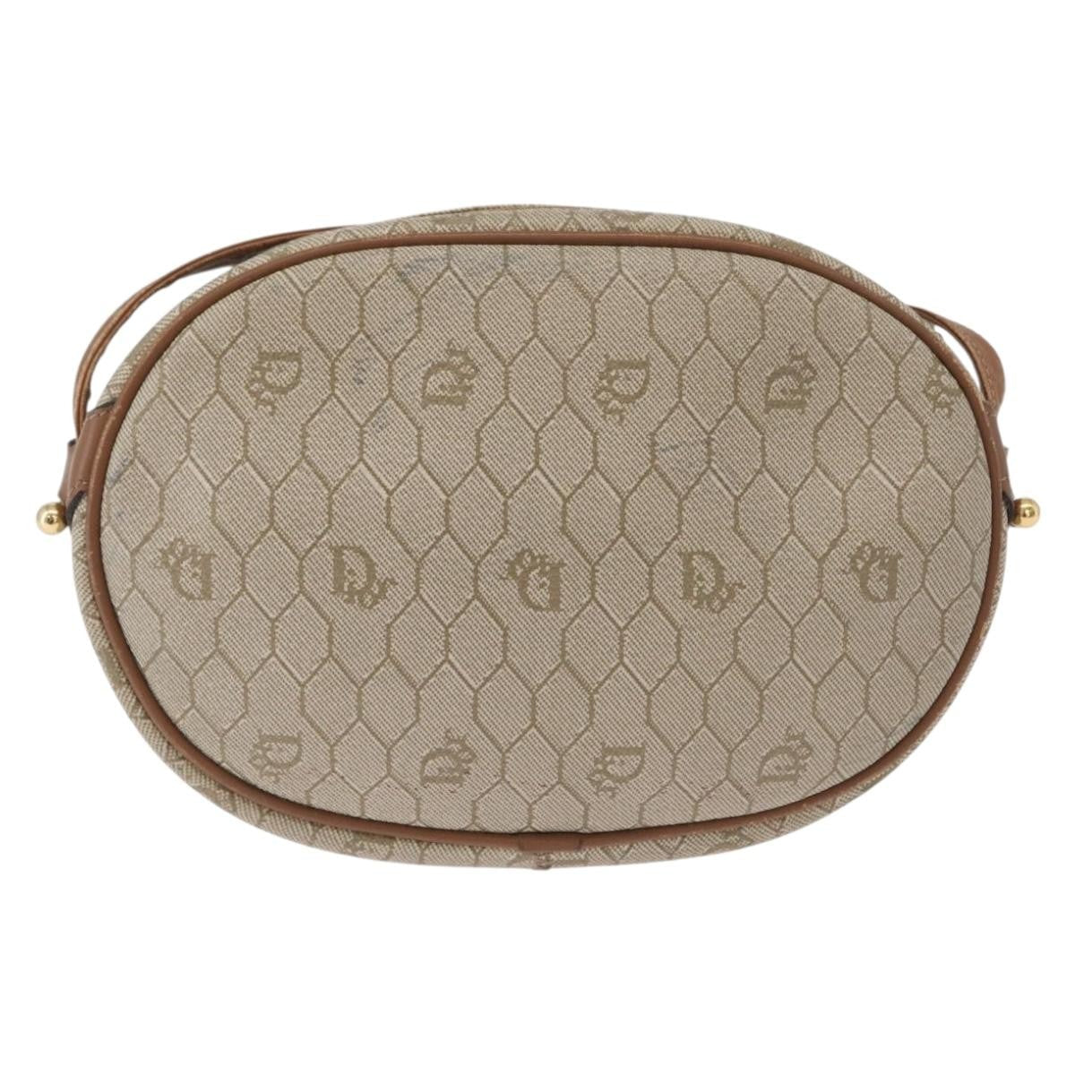 Christian Dior Vintage Honeycomb Shoulder Bag Canvas And Leather Beige Canvas Shoulder Bag Bag (Pre-Owned)
