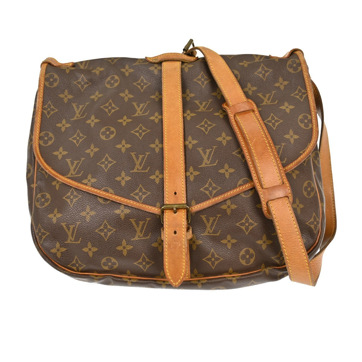 Louis Vuitton Saumur Handbag Monogram Canvas Brown Canvas Shoulder Bag