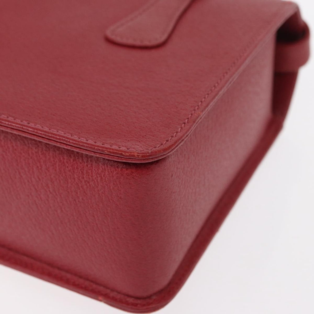 Gucci Vintage Bamboo Handle Bag Leather Red Leather Handbag (Pre-Owned)