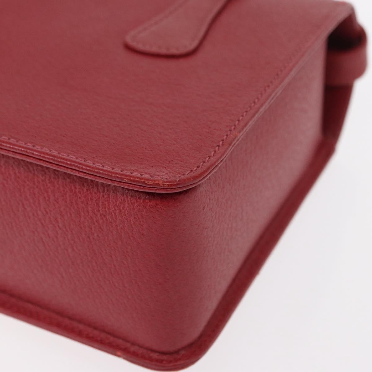 Gucci Vintage Bamboo Handle Bag Leather Red Leather Handbag (Pre-Owned)
