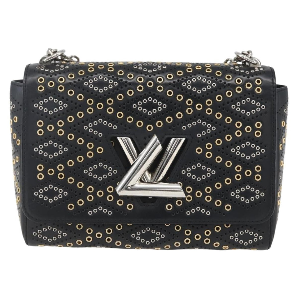 Louis Vuitton Twist Handbag Limited Edition Grommet Embellished Leather Black Leather Shoulder Bag