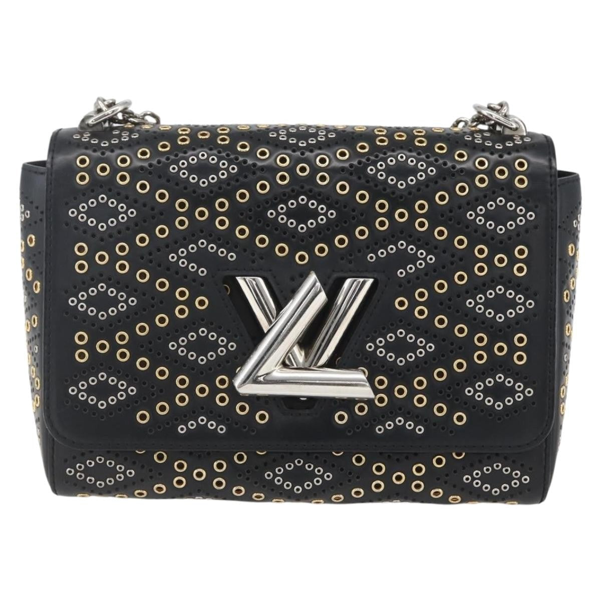 Louis Vuitton Twist Handbag Limited Edition Grommet Embellished Leather Black Leather Shoulder Bag