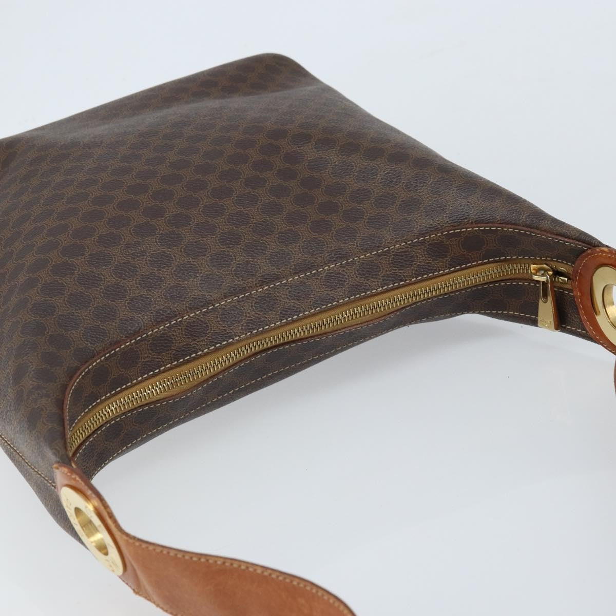 Celine Vintage Macadam Shoulder Bag Canvas And Leather Brown Canvas Shoulder Bag Bag