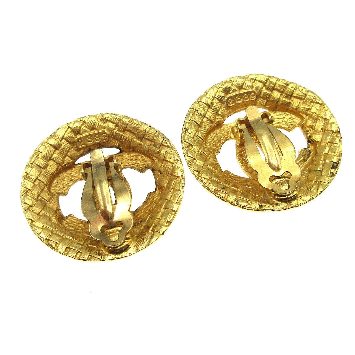 Chanel Cc Button Clip-On Earrings Metal Gold Gold_Plated Earrings Jewelry