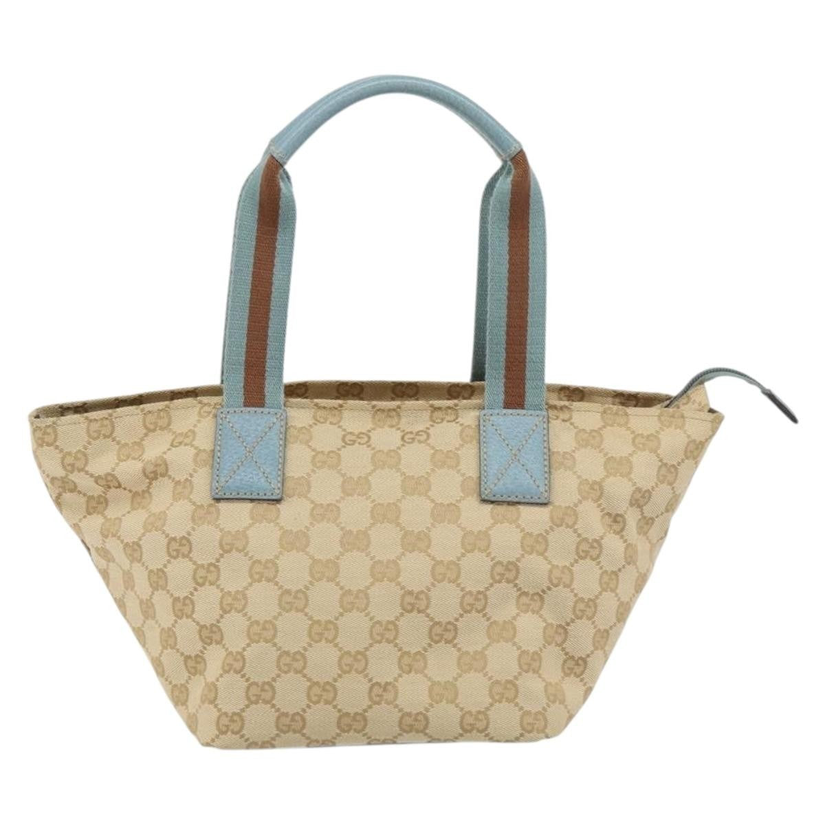 Gucci Web Zip Tote Gg Canvas Beige Canvas Tote Bag Bag (Pre-Owned)