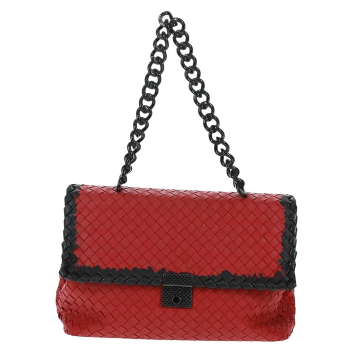 Bottega Veneta Glass Shoulder Bag Intrecciato Nappa With Snakeskin Red Leather Shoulder Bag Bag