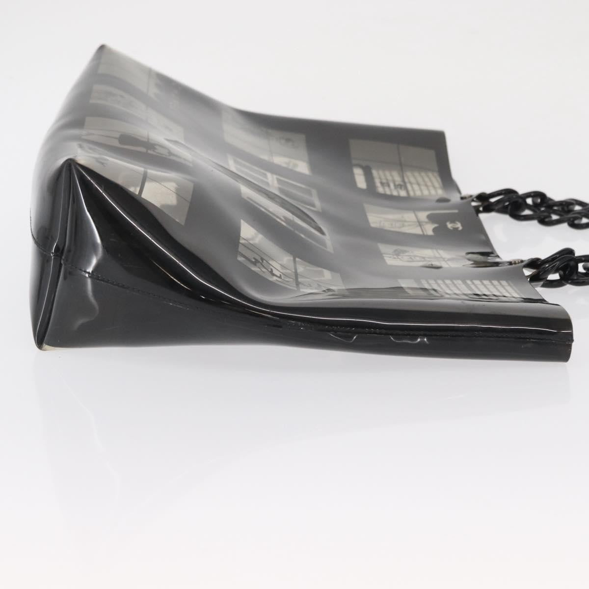 Chanel Coco Window Tote Printed Vinyl Black Plastic Tote Bag Bag