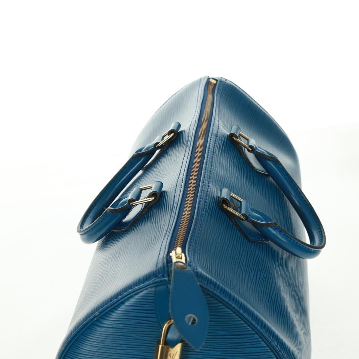 Louis Vuitton Speedy Handbag Epi Leather Blue Leather Handbag