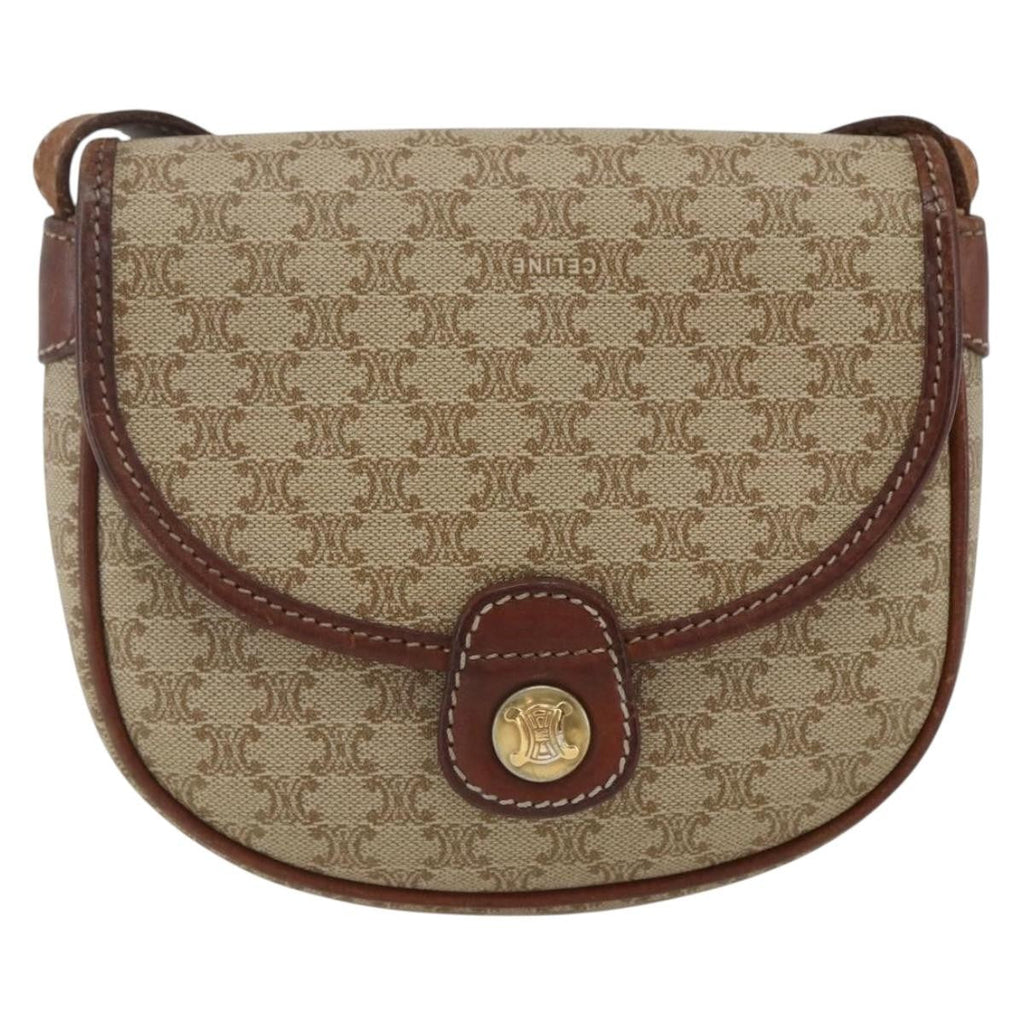 Celine Vintage Macadam Shoulder Bag Canvas And Leather Beige Pvc Shoulder Bag Bag