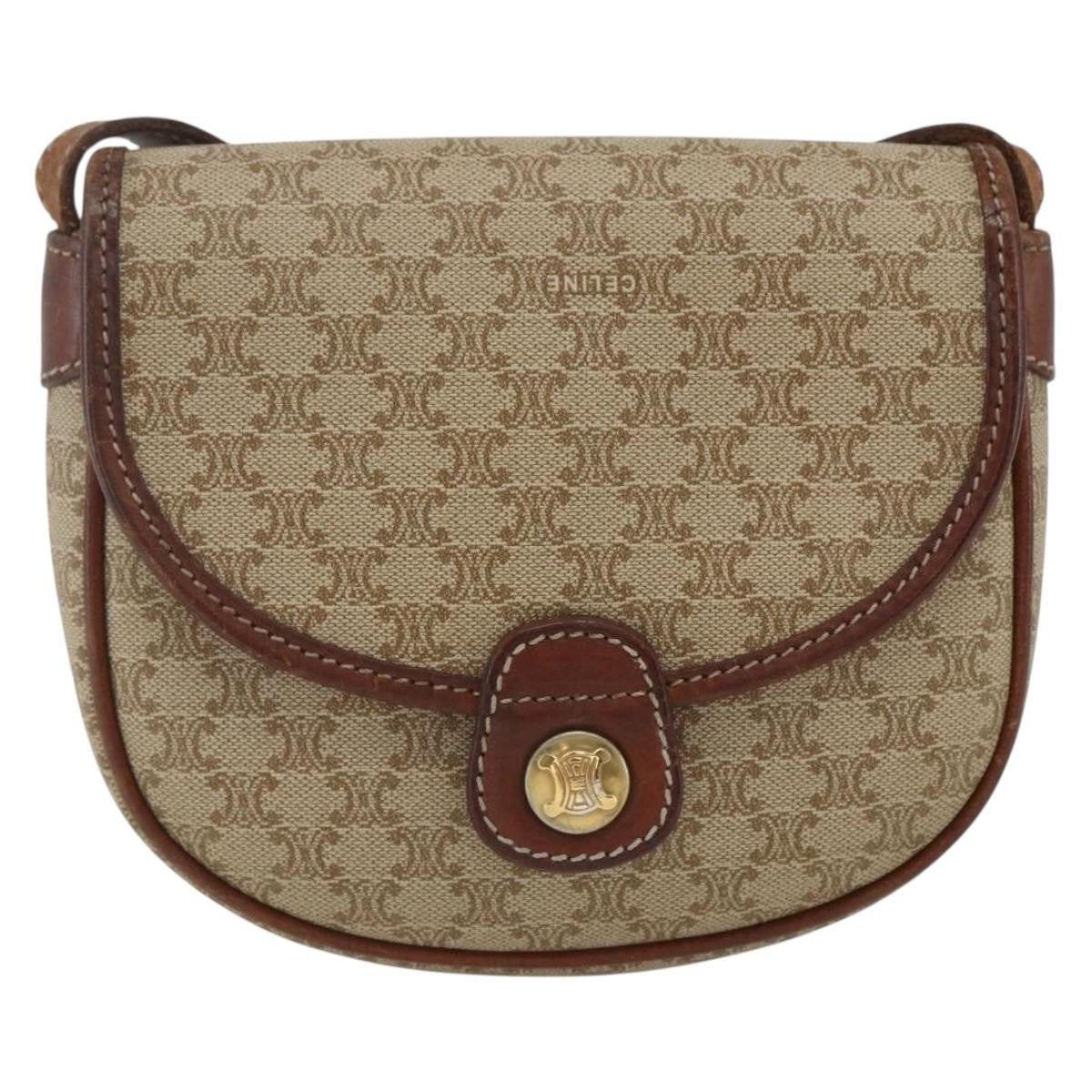 Celine Vintage Macadam Shoulder Bag Canvas And Leather Beige Pvc Shoulder Bag Bag