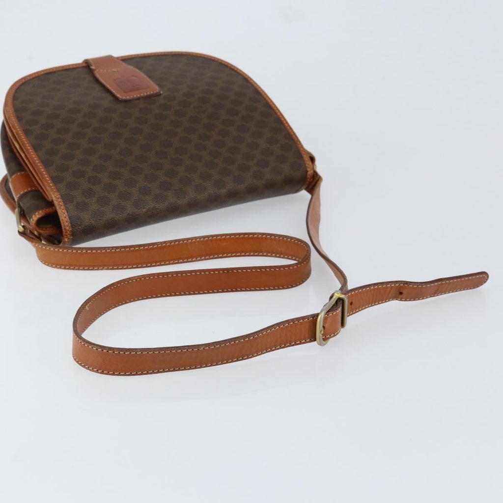 Celine Vintage Macadam Shoulder Bag Canvas And Leather Brown Canvas Shoulder Bag Bag