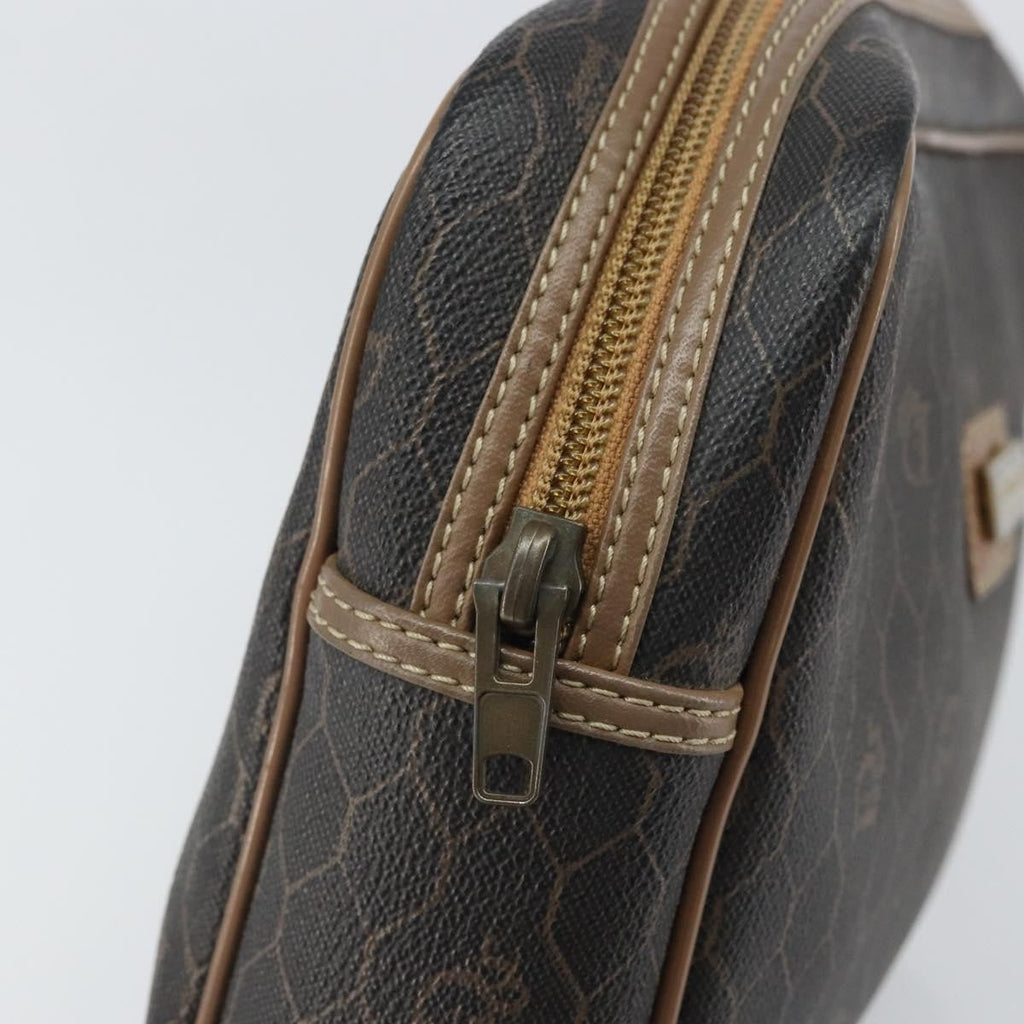 Christian Dior Vintage Honeycomb Zip Pouch Canvas And Leather Black Canvas Clutche & Pouche Bag (Pre-Owned)
