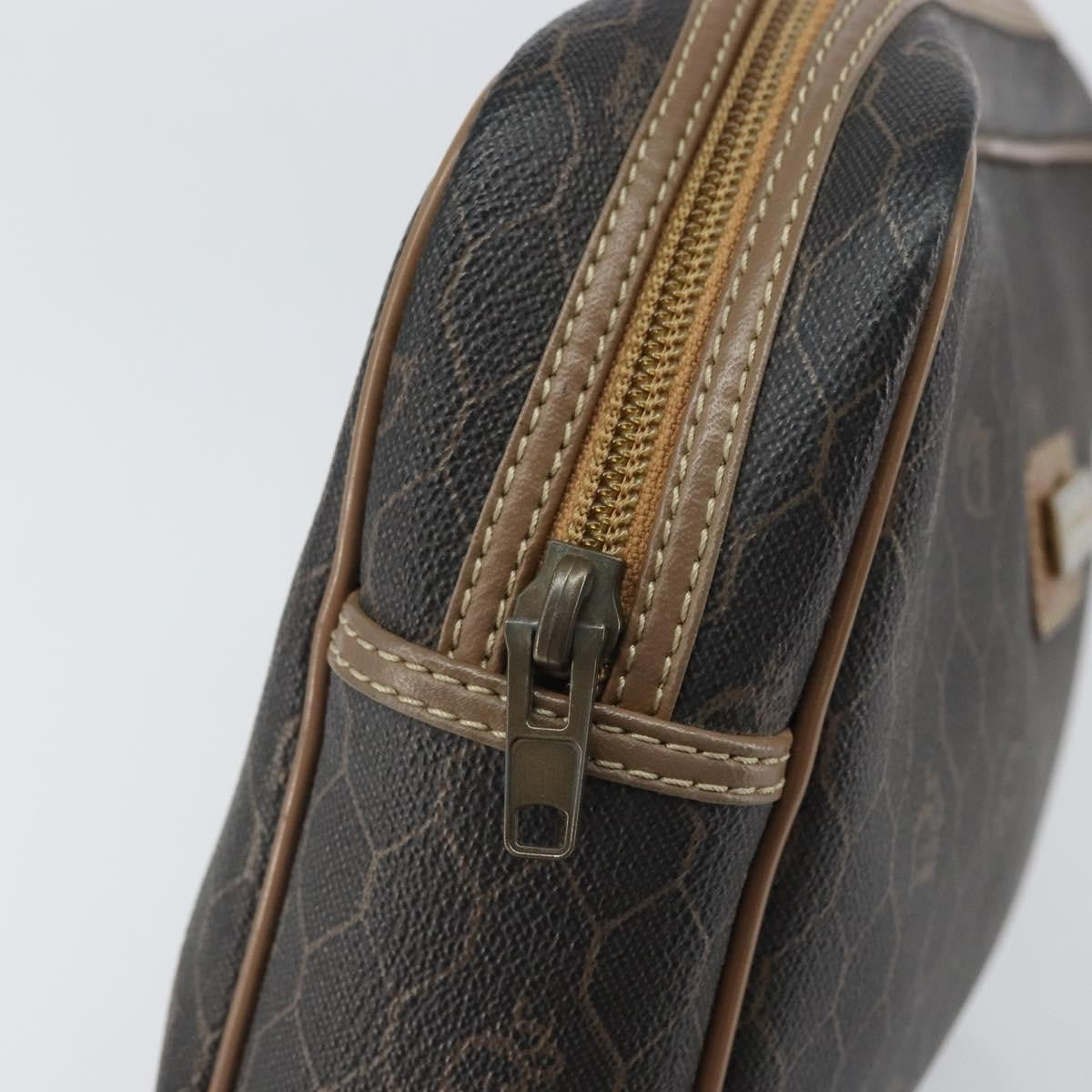 Christian Dior Vintage Honeycomb Zip Pouch Canvas And Leather Black Canvas Clutche & Pouche Bag (Pre-Owned)