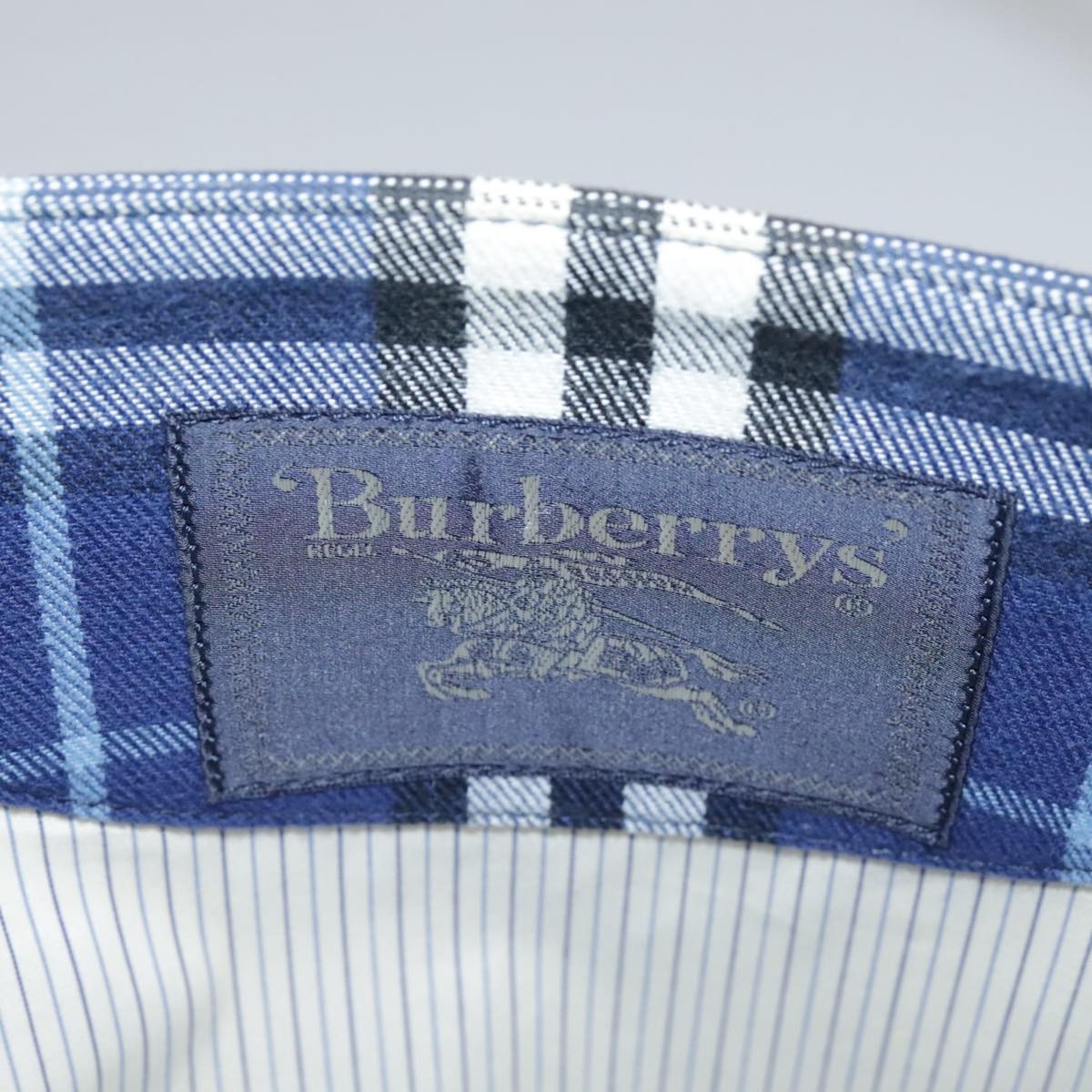 Burberry Nova Check Tote Canvas Check Pattern Blue Canvas Tote Bag