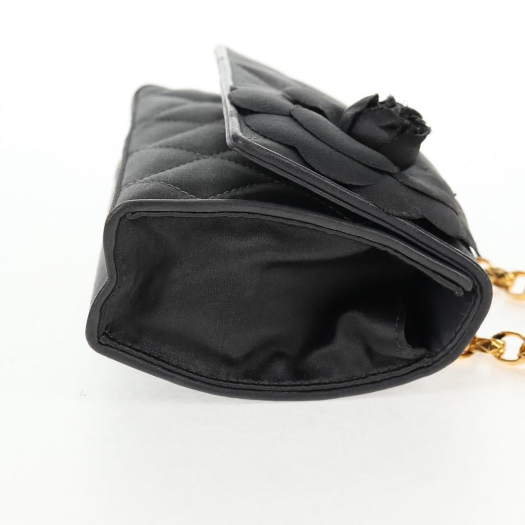 Chanel Vintage Camellia Flap Bag Satin Gray Satin Clutche & Pouche Bag