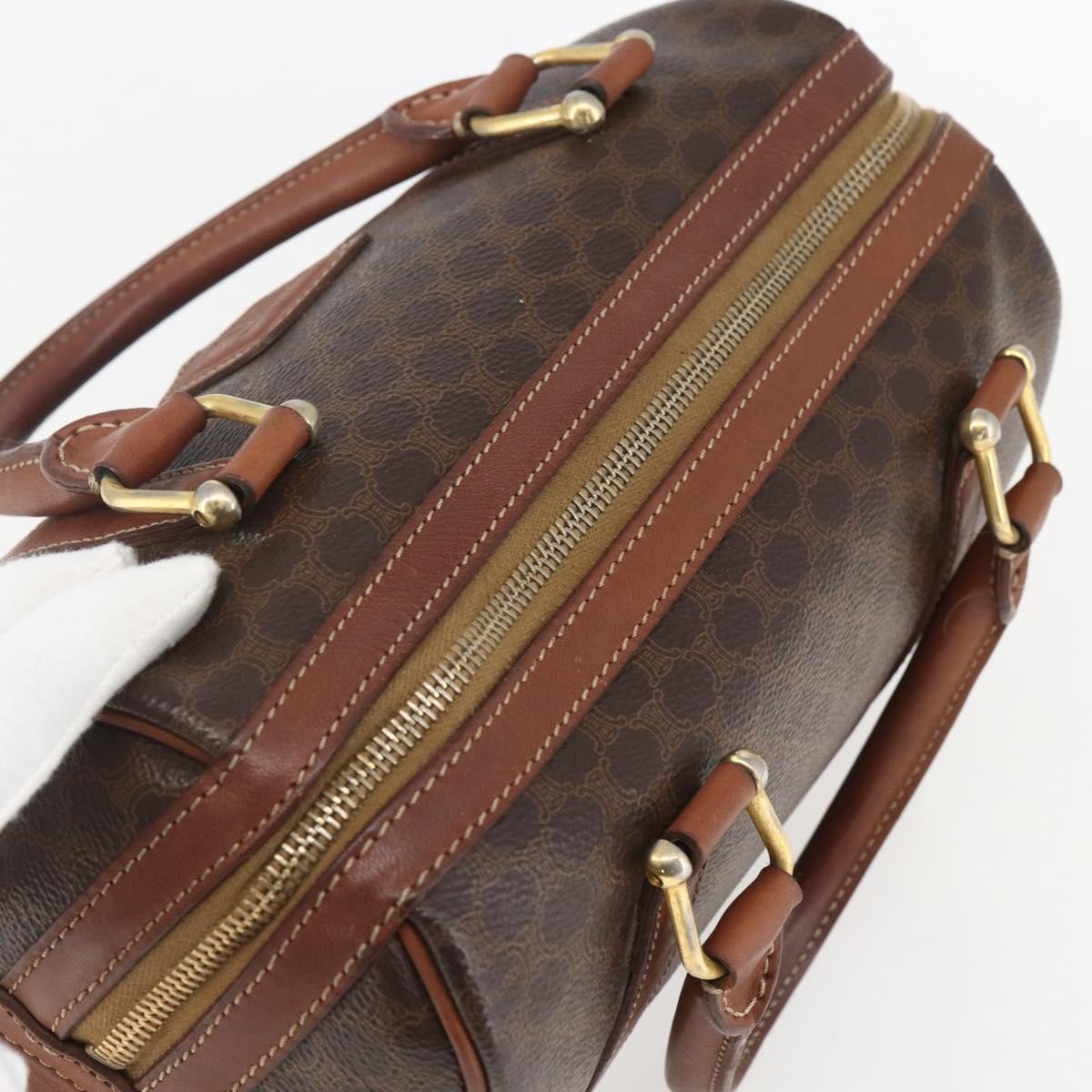 Celine Vintage Macadam Handbag Canvas And Leather Brown Canvas Shoulder Bag Bag