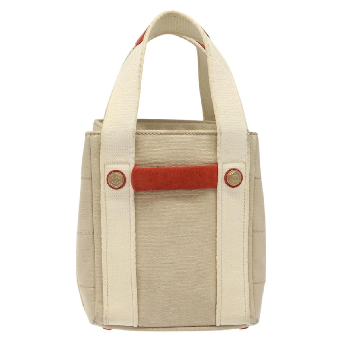 Chanel Chocolate Bar Coco Mark Handbag Canvas Beige Canvas Handbag