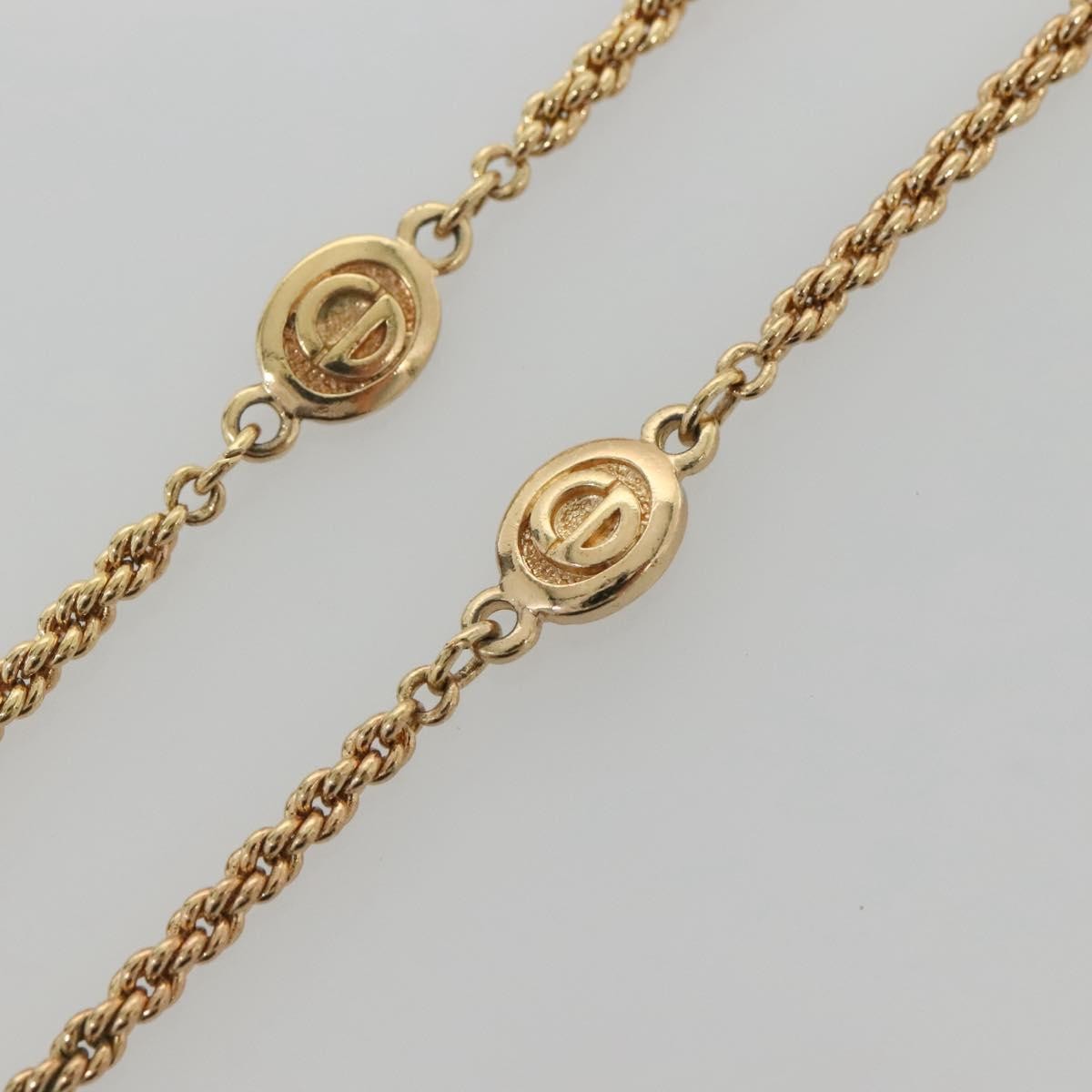 Christian Dior Cd Round Pendant Necklace Metal Gold Metal Necklace Jewelry (Pre-Owned)