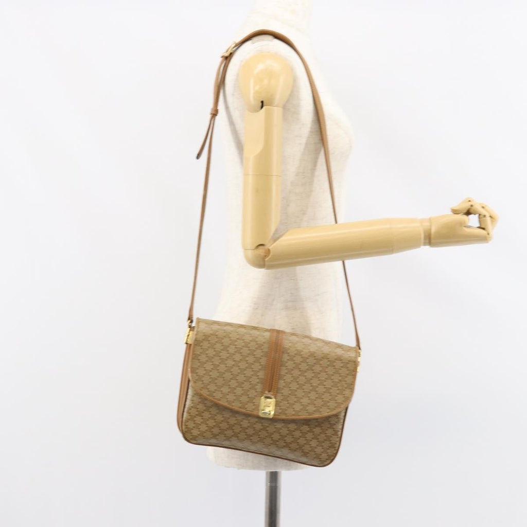 Celine Macadam Shoulder Bag Canvas Beige Canvas Shoulder Bag Bag
