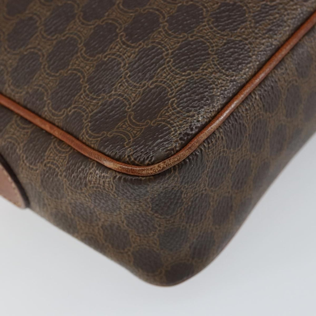 Celine Vintage Macadam Shoulder Bag Canvas And Leather Brown Canvas Shoulder Bag Bag
