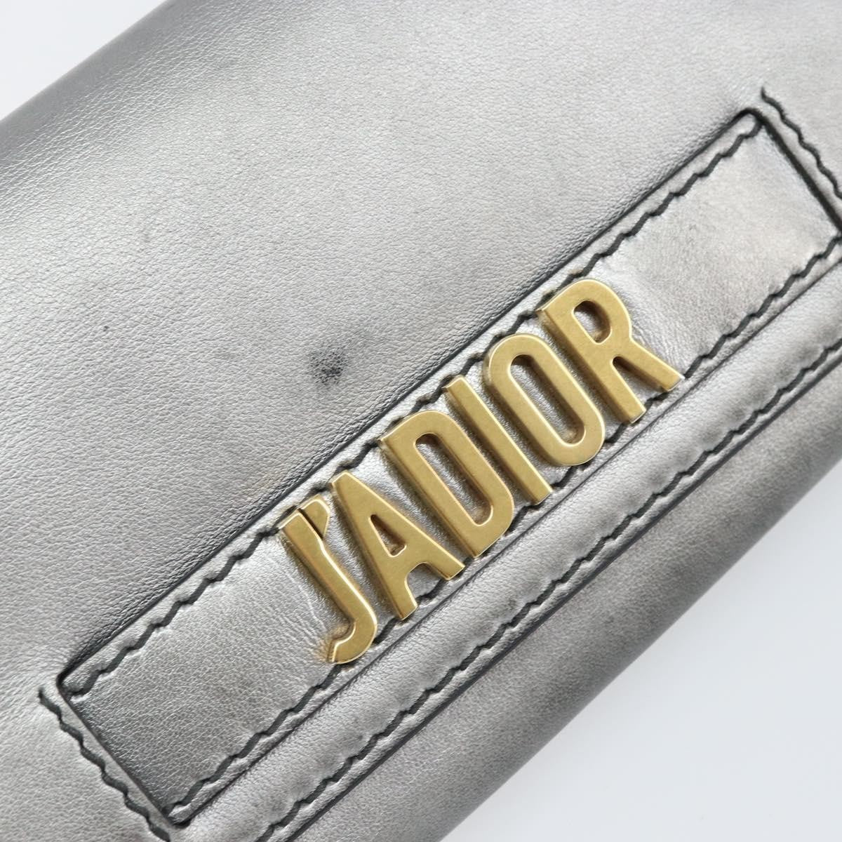 Christian Dior J'adior Croisiere Chain Wallet Leather Silver Leather Clutche & Pouche Bag (Pre-Owned)
