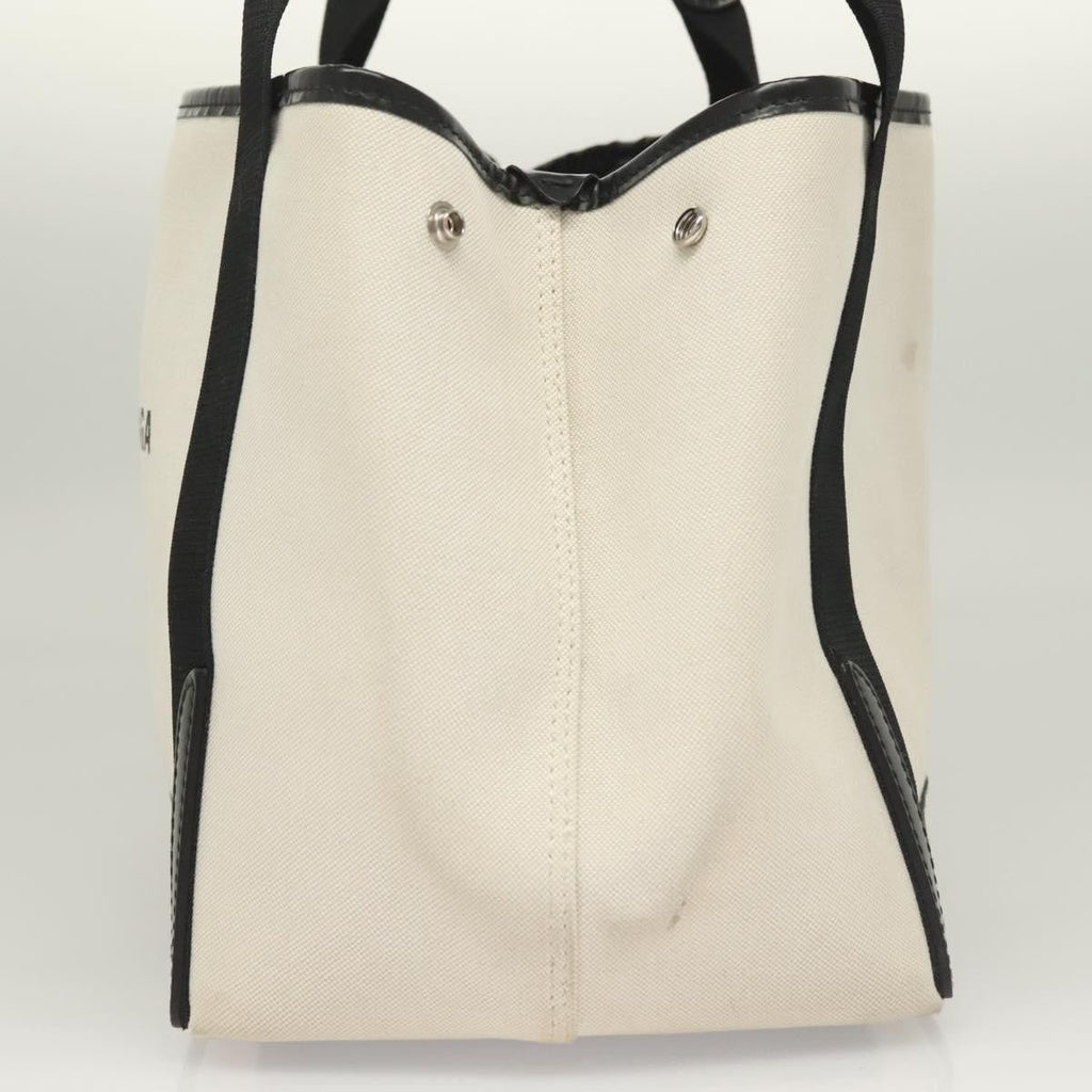 Balenciaga Navy Cabas Canvas With Leather White Canvas Tote Bag