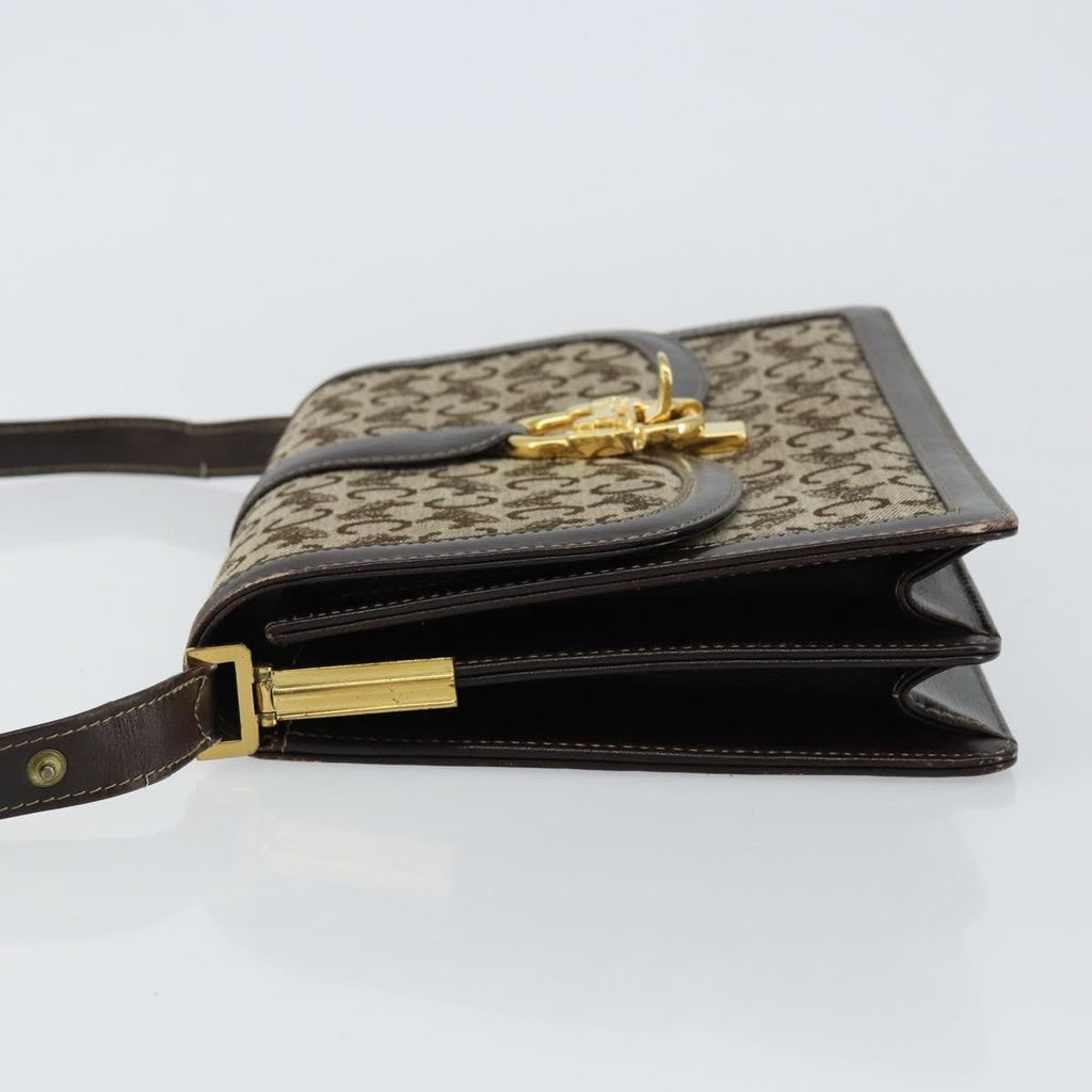 Celine C Sulky Shoulder Bag Canvas And Leather Brown Canvas Shoulder Bag Bag
