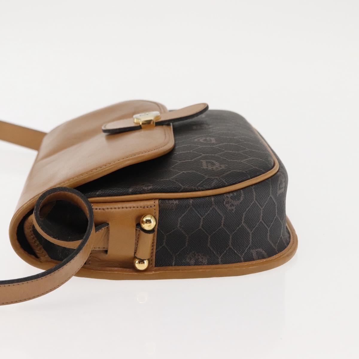 Christian Dior Vintage Honeycomb Shoulder Bag Canvas And Leather Brown Canvas Shoulder Bag Bag (Pre-Owned)