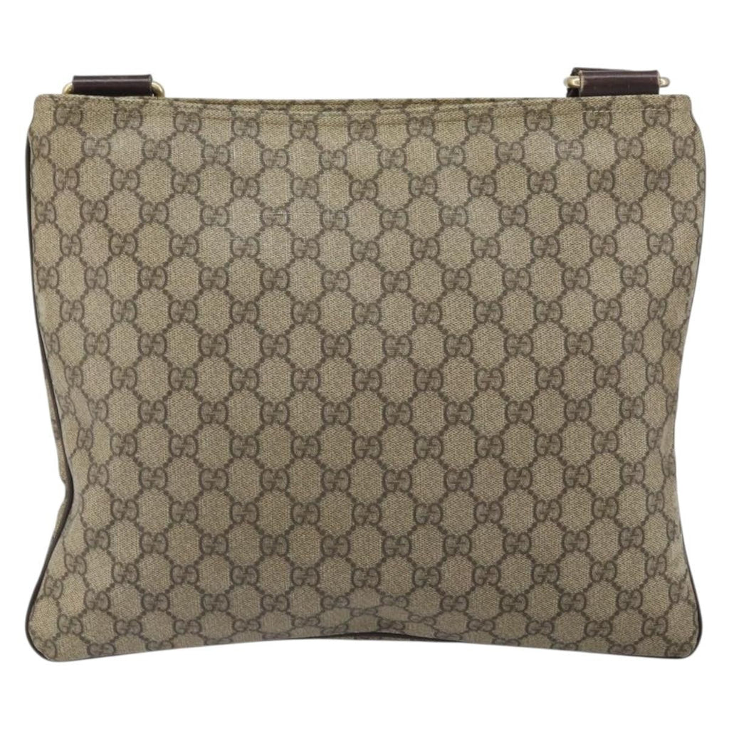 Gucci Zip Top Messenger Bag Gg Coated Canvas Beige Pvc Shoulder Bag Bag (Pre-Owned)