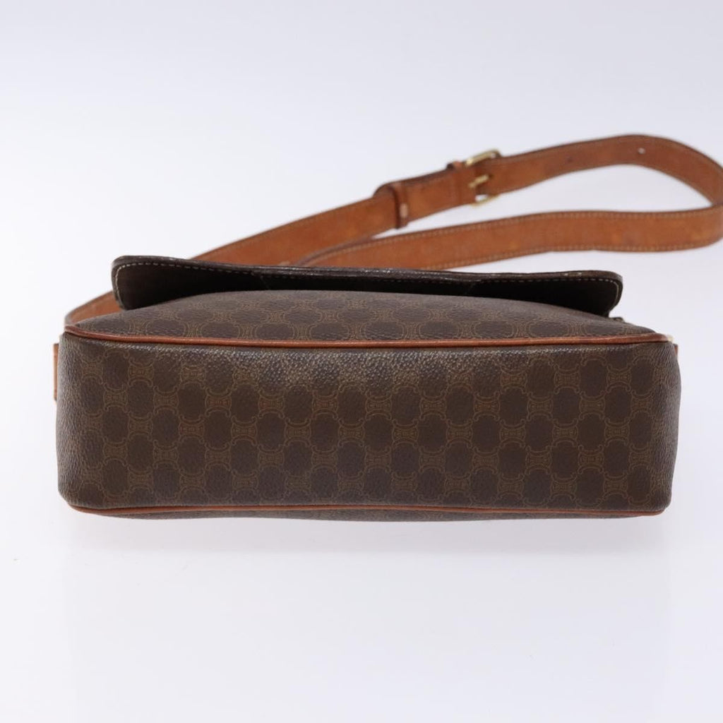 Celine Macadam Shoulder Bag Pvc Leather Brown Canvas Bag