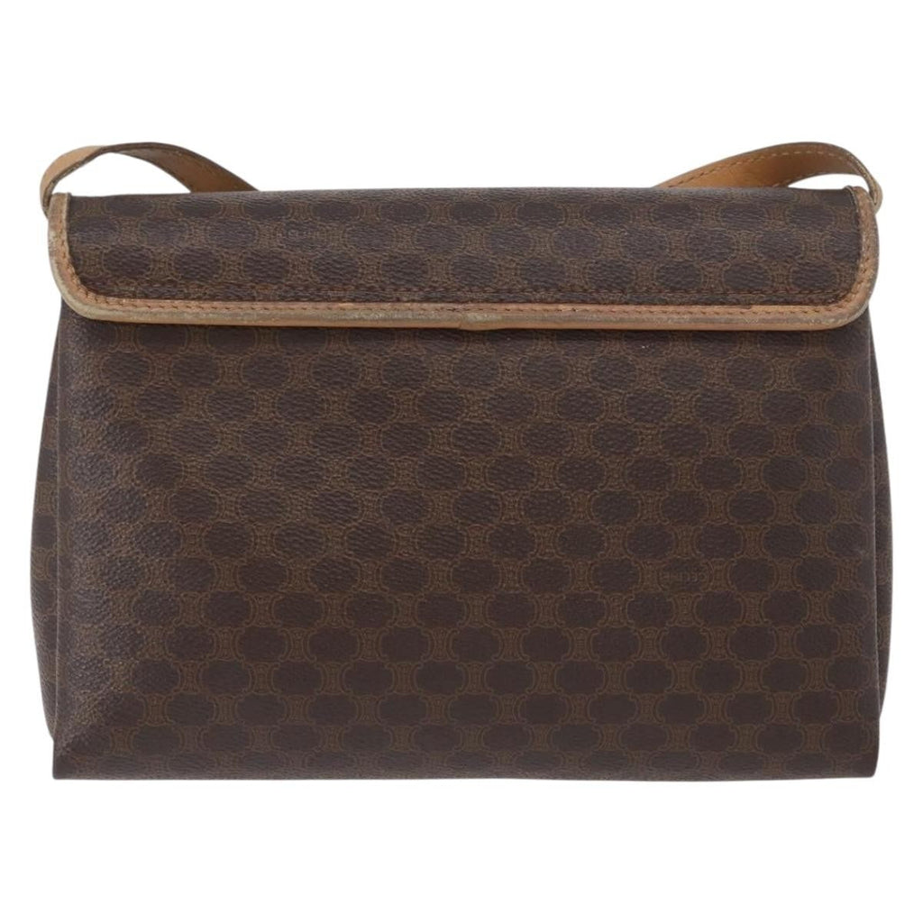 Celine Vintage Macadam Shoulder Bag Canvas And Leather Brown Canvas Shoulder Bag Bag