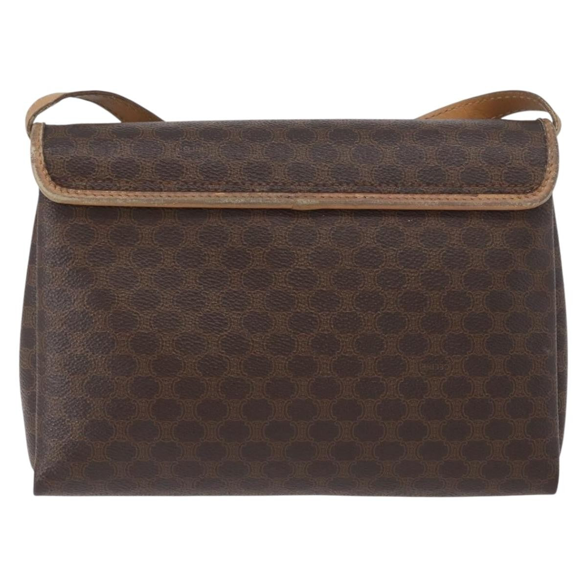Celine Vintage Macadam Shoulder Bag Canvas And Leather Brown Canvas Shoulder Bag Bag