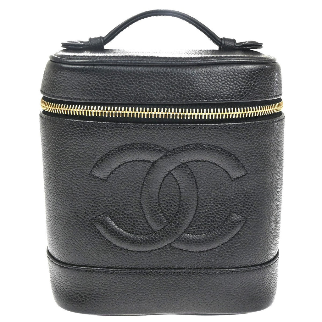 Chanel Vintage Timeless Cosmetic Case Caviar Black Leather Handbag