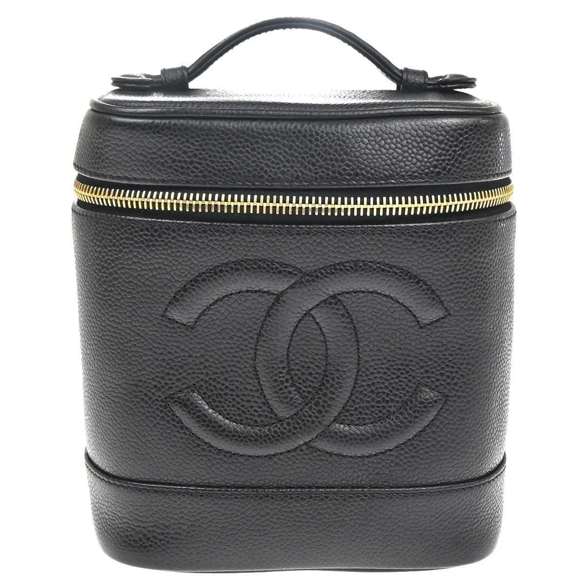 Chanel Vintage Timeless Cosmetic Case Caviar Black Leather Handbag