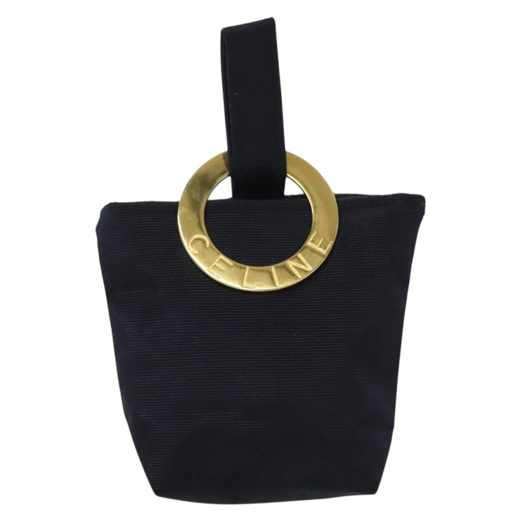 Celine Circle Logo Pouch Nylon Navy Canvas Clutche & Pouche Bag