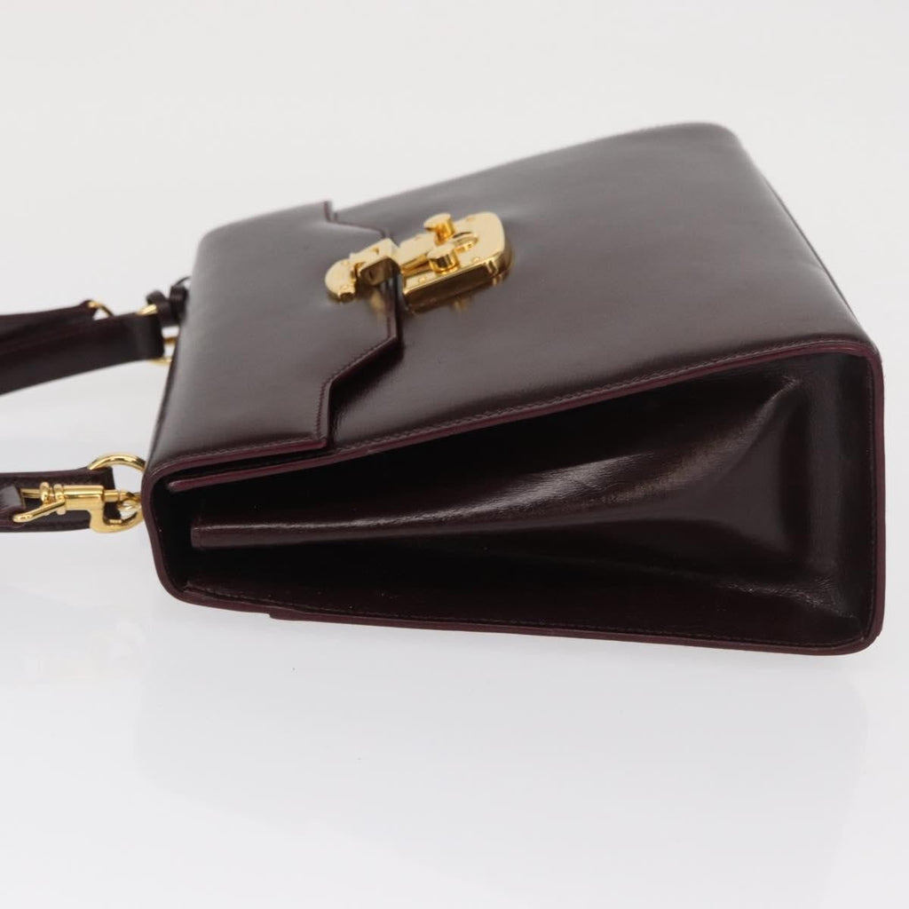 Gucci Vintage Lady Lock Top Handle Bag Leather Burgundy Leather Handbag (Pre-Owned)