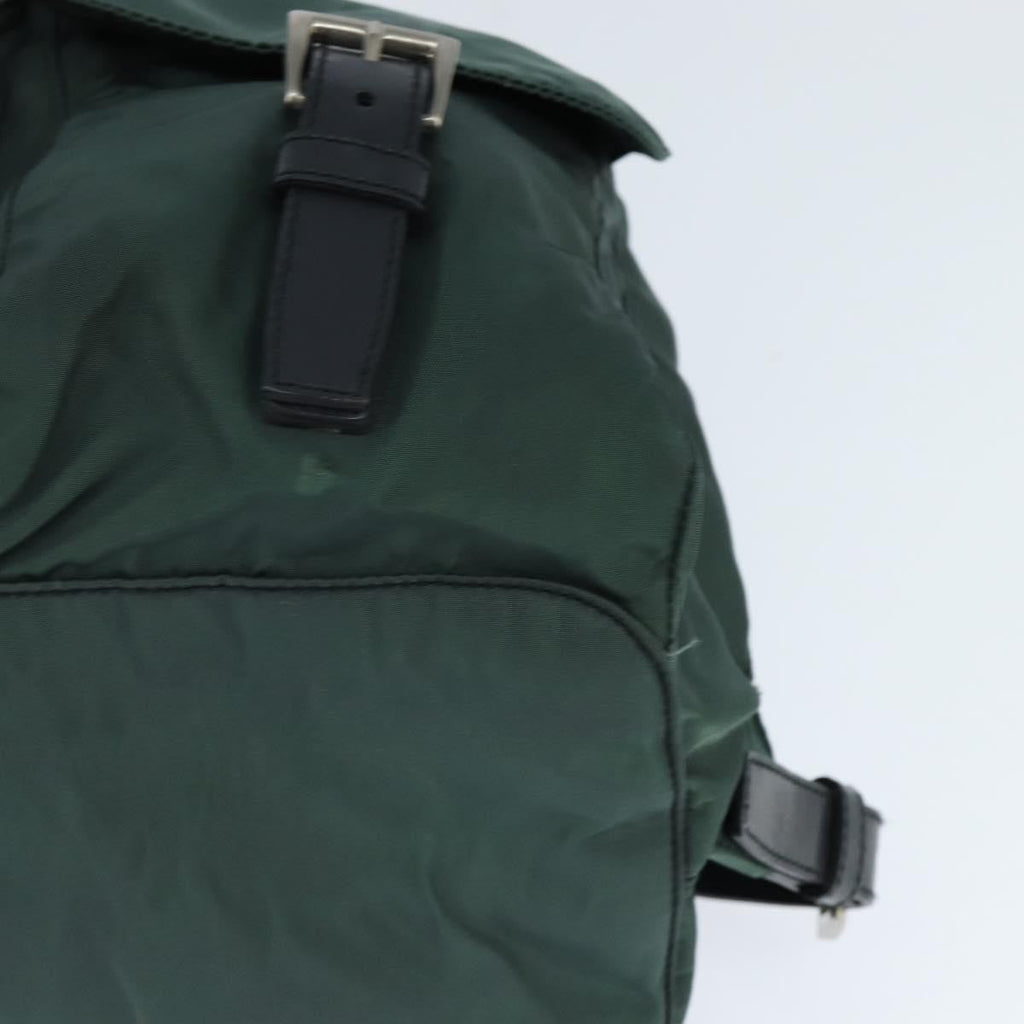 Prada Vela Double Front Pocket Backpack Tessuto With Saffiano Leather Khaki Nylon Backpack Bag