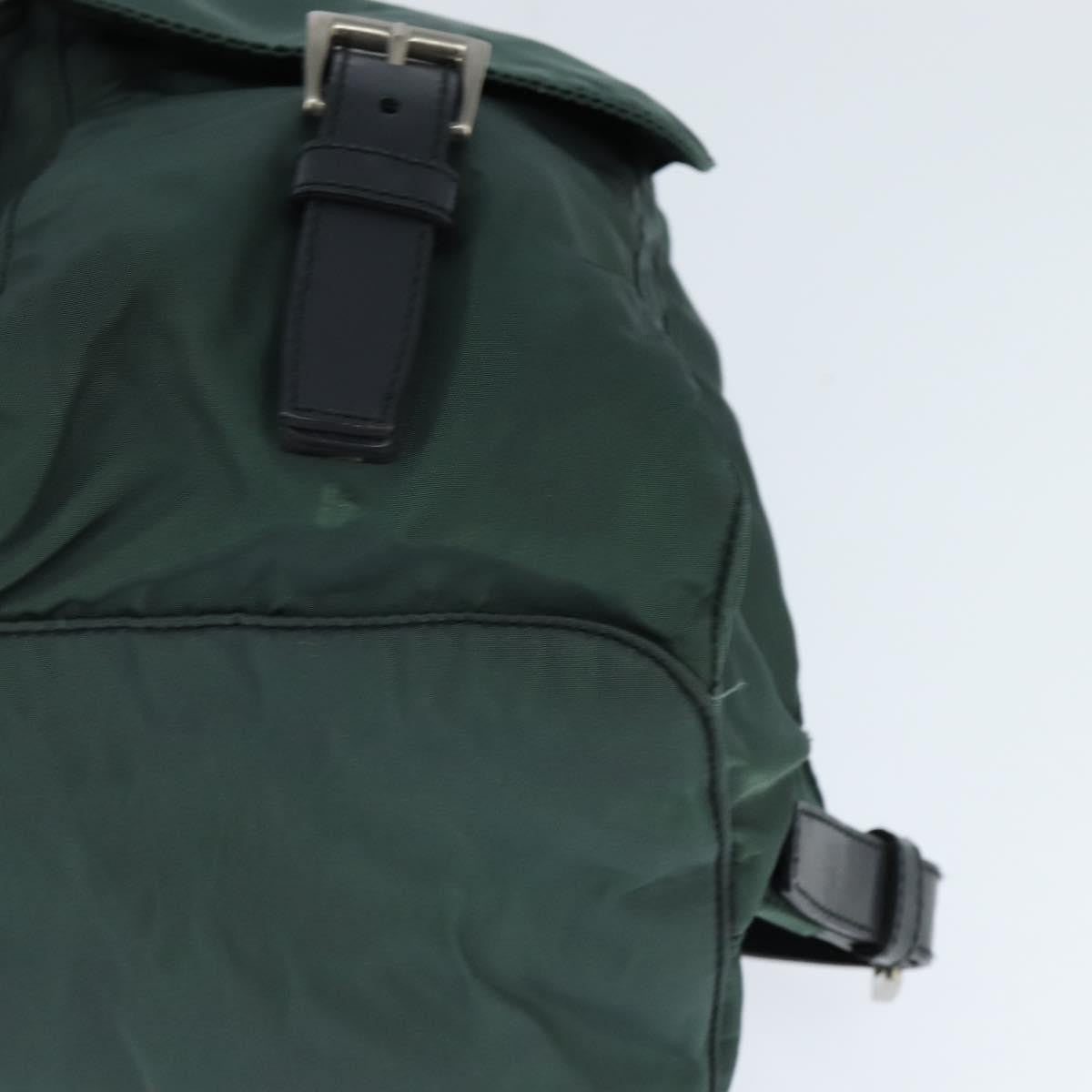 Prada Vela Double Front Pocket Backpack Tessuto With Saffiano Leather Khaki Nylon Backpack Bag