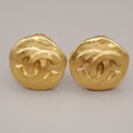 Chanel Vintage Cc Round Clip-On Earrings Metal Gold Gold_Plated Earrings Jewelry