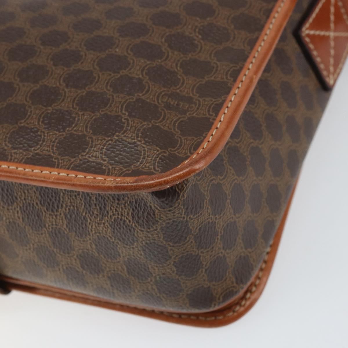 Celine Vintage Macadam Shoulder Bag Canvas And Leather Brown Canvas Shoulder Bag Bag